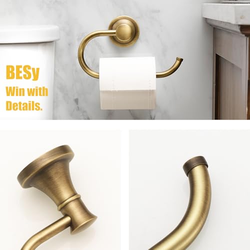 Toilet Paper Holder Wall Mounted Bathroom Tissue Holder Antique Brass | Pivoting Tissue Roll Holder, High Quality Stainless Steel Hand Towel Ring Rustproof, Bathroom Accessories,Toilet Storage - color: Antique Brass