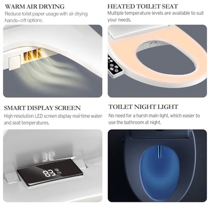 Electric Heated Bidet Toilet Seat, Elongated, S9BL | Fixed Panel Control, Instant Warm Water, Heated Seat, Warm Air Drying, Slow Close Lid, LED Display, Nightlight