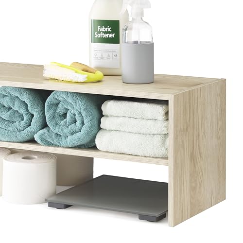 Whitmor Wood Stackable 2-Shelf Shoe Rack, White Oak, 31 inches - color: Light Brown, size: 31 INCH