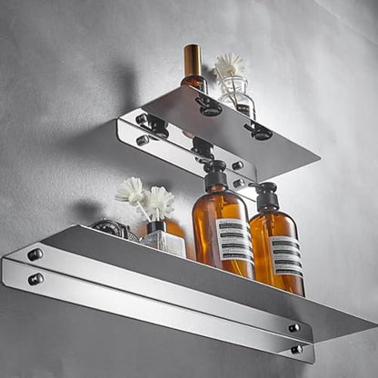 15.74 Inch Stainless Steel Floating Shelf Organiser Wall Mounted Bathroom Shelf Shower Caddy Brush Finish Simple Style Kitchen Shelf Sliver Chrome Finish - color: Sliver Chrome, size: 15.74 Inch