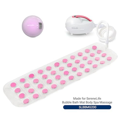 SereneLife Bubble Bath Mat - Cushioned Non-Slip Design with Suction Cups, Replacement Mat for SLBBMG100, Fully Submersible and Foldable Spa Bath Mat for Bathtubs 47.24"x14.17" (Pink)