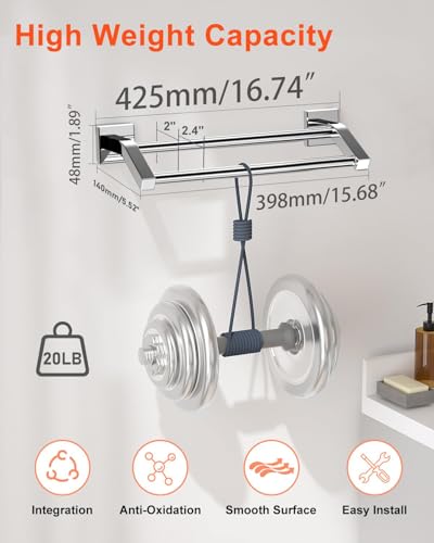 Alise Double Towel Bar, 16" Towel Racks for Bathroom, Polished Chrome | Quick Drying Bathroom Towel Holder, SUS304 Stainless Steel Towel Hanger Wall Mount - color: Polished Chrome, size: 16-Inch (2-Bars)