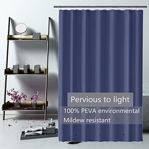 Shower Curtain Liner 72 x 72, Plastic Waterproof 4G Lightweight Shower Liner for Bathroom, with Grommets Holes and 3 Heavy Duty Magnetic Weights - color: Classic Blue