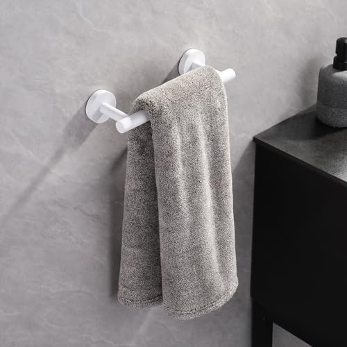 GERZWY 9-Inch Bath Towel Bar SUS 304 Stainless Steel Bathroom Towel Bar Modern Round Style Wall Mount, White - color: White, size: 9 Inch (Pack of 1)