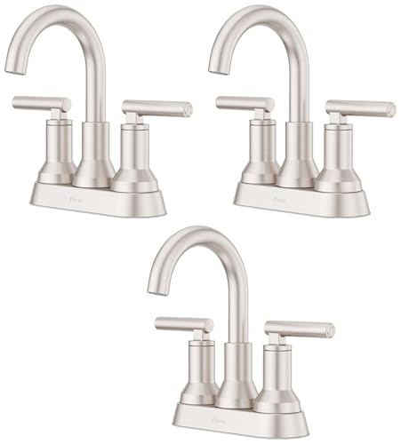 Pfister Capistrano Bathroom Sink Faucet, 4-Inch Centerset, 2-Handle, 3-Hole, NSF Certified, Spot Defense Brushed Nickel Finish, LF048CSOGS | (Pack of 3) - color: Spot Defense Brushed Nickel, size: 3 Pack