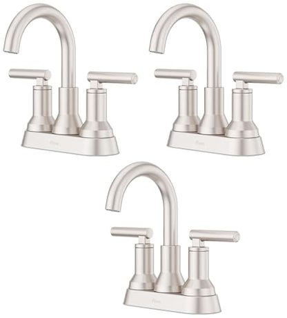 Pfister Capistrano Bathroom Sink Faucet, 4-Inch Centerset, 2-Handle, 3-Hole, NSF Certified, Spot Defense Brushed Nickel Finish, LF048CSOGS | (Pack of 3) - color: Spot Defense Brushed Nickel, size: 3 Pack