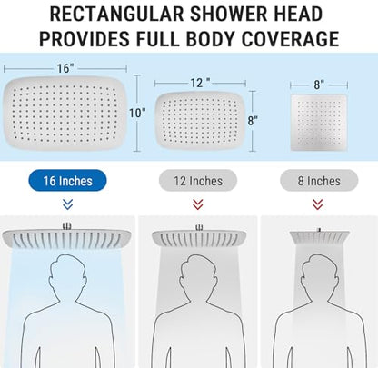 G-Promise 16 Inch All Metal Rain Shower Head with Handheld (Brushed Nickel) | Suits Every Height, Pause Mode Diverter, Massage Mode Handheld, Full Body Coverage, Easy to Install, Modern Bath Upgrade - color: Brushed Nickel, size: 16 Inch
