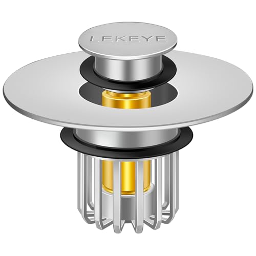 LEKEYE Bathroom Sink Stopper | Shower Drain Hair Catcher | Pop-up Sink Drain Stopper with Strainer | Bathroom Sink Plug for 1-1/8 to 1-1/2" Sink Drain Hole- Pearl Chrome - color: Pearl Chrome