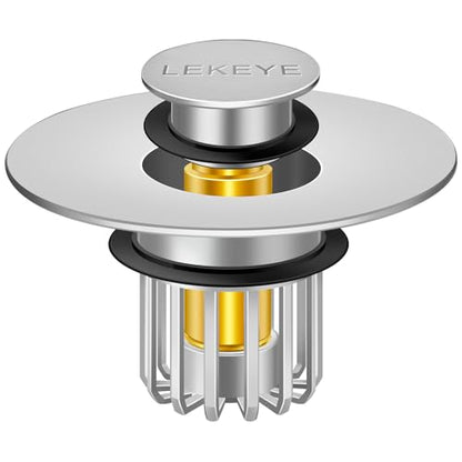 LEKEYE Bathroom Sink Stopper | Shower Drain Hair Catcher | Pop-up Sink Drain Stopper with Strainer | Bathroom Sink Plug for 1-1/8 to 1-1/2" Sink Drain Hole- Pearl Chrome - color: Pearl Chrome