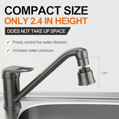 Metal Swivel Sink Faucet Aerator Extender for Kitchen Bathroom | 360° Swivel Faucet Nozzle with 55/64'' Female Thread, Dual Modes Sink Sprayer Attachment, Anti-clogging Design, Gun Gray - color: Gun Gray