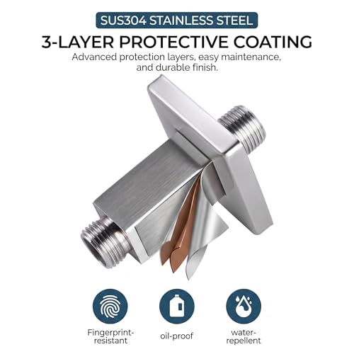 Straight Shower Arm with Flange, Ceiling Mount 3 Inches Rain Shower Head Arm Extension Replacement with Anti-Scratch Escutcheon Plate, DOLGABA Brushed Nickel - color: Square Brushed Nickel 3 Inch