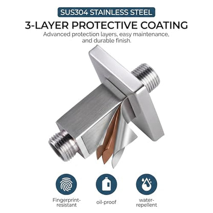 Straight Shower Arm with Flange, Ceiling Mount 3 Inches Rain Shower Head Arm Extension Replacement with Anti-Scratch Escutcheon Plate, DOLGABA Brushed Nickel - color: Square Brushed Nickel 3 Inch