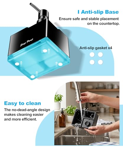 Dish Soap Dispenser with Sponge Holder, Small Hand Soap Dispenser with Sponge Caddy and Brush Holder, 3-in-1 Countertop Organizer for Kitchen Sink and Bathroom (Black) - color: Black