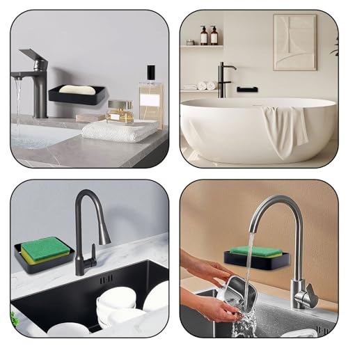 Soap Dish Stainless Steel Black Soap Dish Holder Wall Mounted Shower Soap Holder with Screws, Sturdy Soap Dish for Bar Soap Stylish Soap Dish Holder for Shower Bathroom Kitchen Sink Tub - color: Black