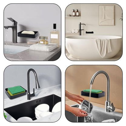 Soap Dish Stainless Steel Black Soap Dish Holder Wall Mounted Shower Soap Holder with Screws, Sturdy Soap Dish for Bar Soap Stylish Soap Dish Holder for Shower Bathroom Kitchen Sink Tub - color: Black