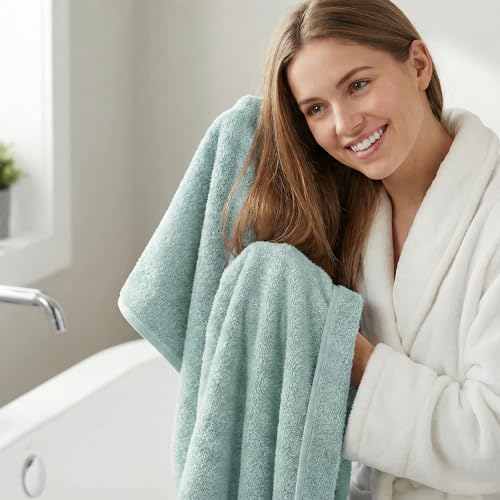REDKISS 4-Pack Luxury Hand Towels, 16x32 Inch 450G 100% Cotton, Green Quick-Dry Bathroom & Kitchen Towels, Super Soft and Highly Absorbent - color: Green, size: hand towel set of 4