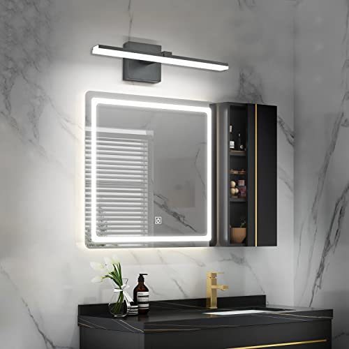 Black Bathroom Vanity Lights - 18 inch Modern LED Bathroom Light Fixtures Dimmable Vanity Light Acrylic Bath Room Lighting Fixture Over Mirror - color: Black- Dimmable, size: 18-inch