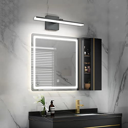 Black Bathroom Vanity Lights - 18 inch Modern LED Bathroom Light Fixtures Dimmable Vanity Light Acrylic Bath Room Lighting Fixture Over Mirror - color: Black- Dimmable, size: 18-inch