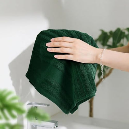 Jacquotha 2-Pack Hand Towels (Forest Green) Ribbed – Kitchen & Bathroom | Premium Cotton Towels 13” x 29”, Soft and Quick Drying 480 GSM - color: Forest Green