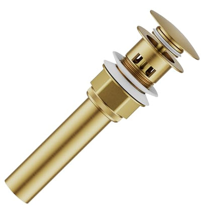 Bathroom Sink Drain with Strainer Basket and Pop-Up Drain Stopper Set (Gold, with Overflow) - color: Gold, size: with Overflow