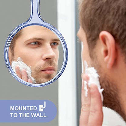 D Hand Mirror with Handle, Blue, Rounded Shape | 1X 2X Magnification, Double Sided, Acrylic, Small Handheld, Makeup Mirror - color: Small Blue