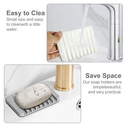 Bar Soap Holder, Silicone Soap Dish, Self-Draining Soap Dishes with, for Shower, Bathroom, Bath Tub, Sponges，Kitchen Soap Tray, Dry Clean，Easy Cleaning (2, White) - color: White
