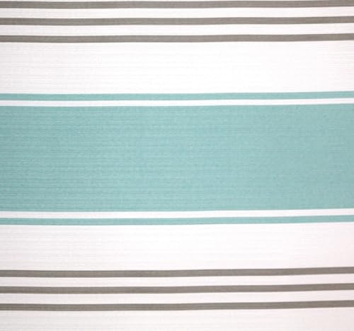 Nautical Striped Fabric Shower Curtain, Coastal Wide Stripe Design, Aqua Grey White, 70" x 72", with Hooks - color: Hampton Blue