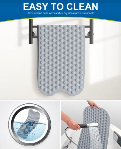 Bligli Bathtub Mat Non-Slip Without Suction Cups, 39x16inch Extra Long Bath Mats for Shower Bathroom, Machine Washable Natural Rubber Shower Tub Mat (39x16inch, Gray) - color: Gray