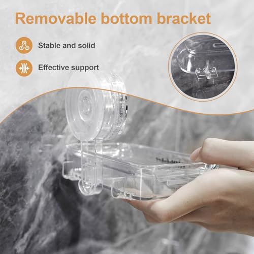 Soap Dish Holder Suction Cup, Wall Mounted Self Draining Soap Case & Sponge Rack, No Drilling Suction Bar Soap Holder for Bathroom, Kitchen Sink - style: Soap size, 1 piece