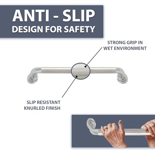 Grab Bar for Bathtub Shower - 1.5" Dia. / Stairs Bed Toilet Bathroom / Stand Assist & Safety Handrail / 304 Stainless Steel / Knurled Grip / 30" - color: Stainless Steel, size: 30 in. Knurled Grip