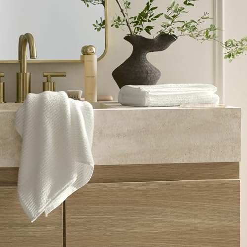 BOLL & BRANCH Turkish Ribbed Hand Towel Set, Cream | Set of 2 - 100% Organic Turkish Cotton - Soft Absorbent Quick Dry Luxury Spa Hand Towels, Textured Rib Weave - color: Cream, style: Turkish Ribbed