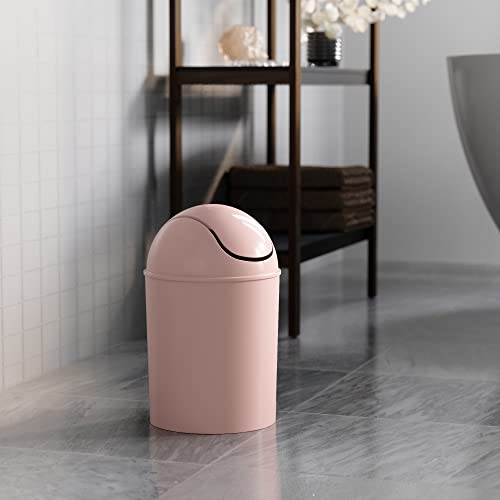 Umbra 1.25 Gallon Mini Waste Can with Removable Swing-Top Lid - Small Garbage Bin for Kitchen, Bathroom, Bedroom, Office - Compact Trash Can Fit Under Tables & Counters - Pink - color: Pink