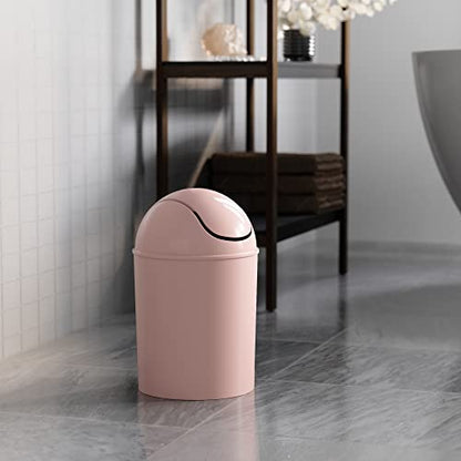 Umbra 1.25 Gallon Mini Waste Can with Removable Swing-Top Lid - Small Garbage Bin for Kitchen, Bathroom, Bedroom, Office - Compact Trash Can Fit Under Tables & Counters - Pink - color: Pink