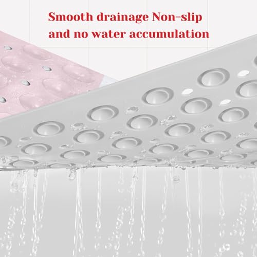 Red Bath Tub Mat Non Slip, Modern Geometric Large Washable Shower Mats with Drain Holes and Suction Cups,40 X 16 Inch - color: Red
