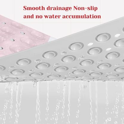 Red Bath Tub Mat Non Slip, Modern Geometric Large Washable Shower Mats with Drain Holes and Suction Cups,40 X 16 Inch - color: Red