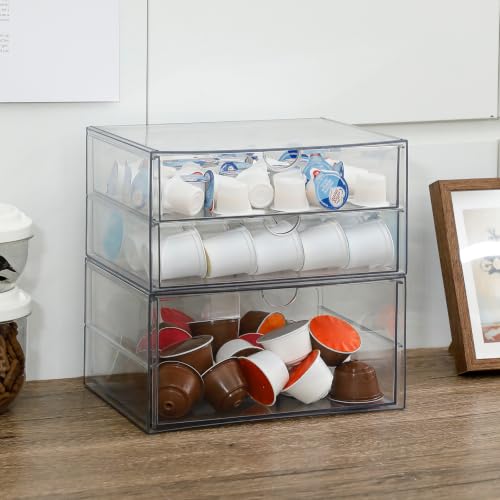 Clear Desk Drawer Organizer, 2 Pack, 3 Drawers - size: 3 Drawers