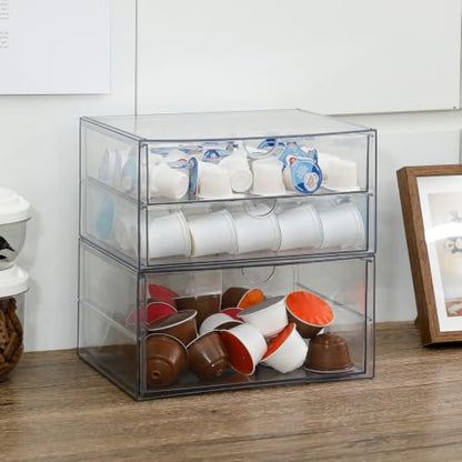 Clear Desk Drawer Organizer, 2 Pack, 3 Drawers - size: 3 Drawers