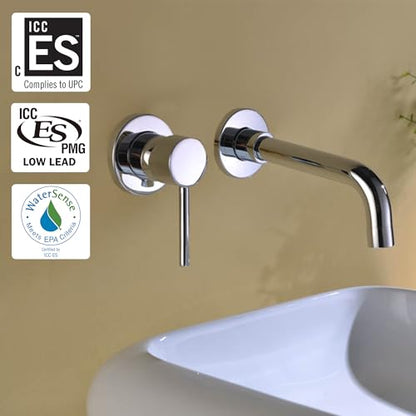 SUMERAIN Wall Mounted Bathroom Sink Faucet, Chrome Finish | Lavatory Faucet, 360°Swivel Spout, Left-Handed Design, Rough-in Valve included - color: Chrome, size: Left-Handed