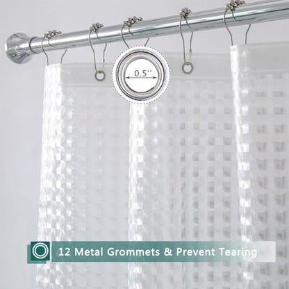 Clear Shower Curtain Liner, 100% Waterproof EVA 3D Shower Curtains with 3 Duty Heavy Bottom Magnets and 12 Rust Proof Grommets, 72x72 Weighted Shower Liner for Shower Stall, Bathtubs - color: Clear Square
