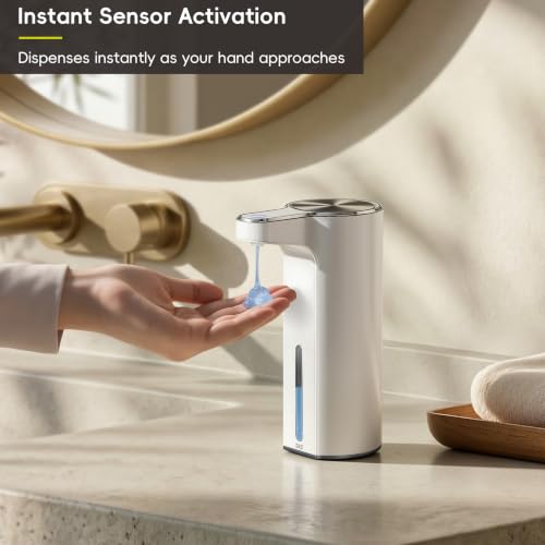 EKO Aroma Touchless Automatic Soap Dispenser for Bathroom and Kitchen, Liquid Hand Soap Dispenser, Water-Resistant and Rechargeable, 9 fl oz (White) - color: White, size: 9 oz (Standard Rechargeable)