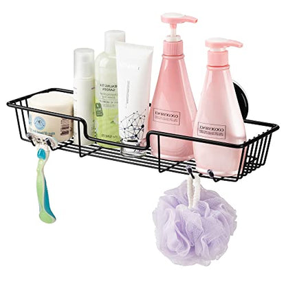 SANNO Suction Cup Shower Caddy Bathroom Caddies Storage Combo Organizer, No Damage Suction Cup,Rustproof Wire Basket for Kitchen Bathroom, Black,pack of 2 - color: black