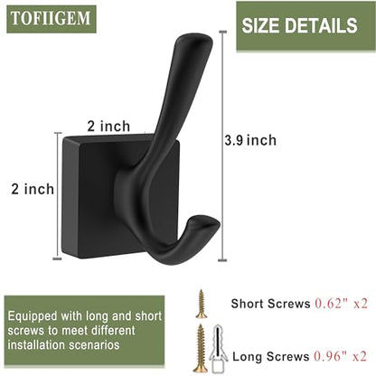 TOFIIGREM Black Wall Hooks - Coat & Towel Hooks (4 Pack, Heavy Duty, Modern Style) - size: "Cylindrical" Shape 4 Pack