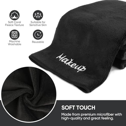 UNIMADE Makeup Remover Cloth, 48 Pack Black Facial Wash Cloths | Soft Coral Fleece Microfiber Towel for Face, Hand, and Bathroom(13" x 13") - size: 48 Pack