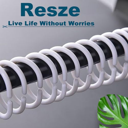 Resze 24 PCS Shower Curtain Rings,Plastic White Shower Curtain Hooks,C-Shaped Rings Hook Hanger Bathroom Shower Window Rod - color: White, size: 24PC