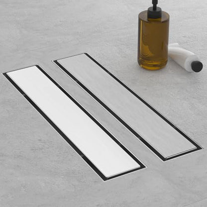 Linear Shower Drain - 12 Inch Brushed Nickel, with Tile Insert Panels | AISI 304 Stainless Steel Shower Drain with Adjustable Feet, Hair Catcher, Rectangle Shower Floor Drain Fits Bathroom, Balcony - color: Brushed Nickel, size: 12 Inch