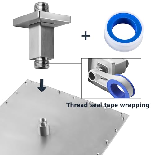Straight Shower Arm with Flange, Ceiling Mount 3 Inches Rain Shower Head Arm Extension Replacement with Anti-Scratch Escutcheon Plate, DOLGABA Brushed Nickel - color: Square Brushed Nickel 3 Inch