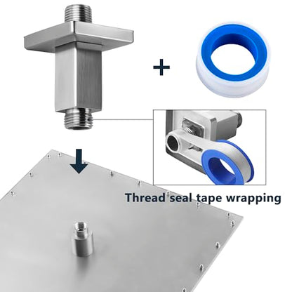 Straight Shower Arm with Flange, Ceiling Mount 3 Inches Rain Shower Head Arm Extension Replacement with Anti-Scratch Escutcheon Plate, DOLGABA Brushed Nickel - color: Square Brushed Nickel 3 Inch