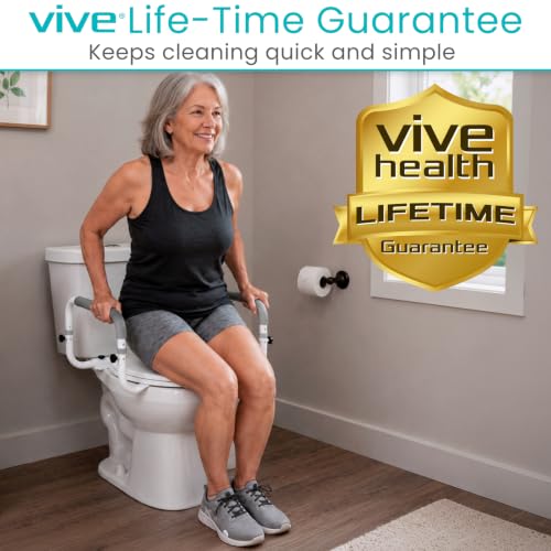 Vive Toilet Safety Rail - Adjustable Grab Bar - Compact Support Frame | Handrail for Bathroom Toilet Seat - Easy Installation for Handicap Senior Bariatrics, Elderly Balance - Padded Hand Armrest