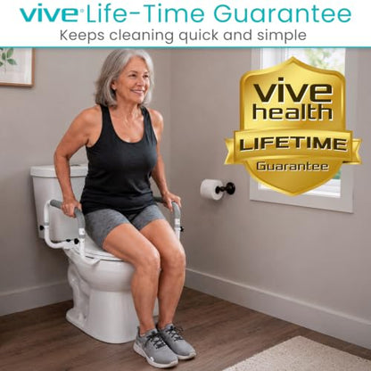 Vive Toilet Safety Rail - Adjustable Grab Bar - Compact Support Frame | Handrail for Bathroom Toilet Seat - Easy Installation for Handicap Senior Bariatrics, Elderly Balance - Padded Hand Armrest