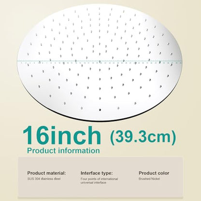 All Metal Rain Shower Head - Heavy Duty Stainless Steel, Easy Install, High Water Flow, Ultra-Thin Modern Design for Bathroom (Chrome, 16) - color: Chrome, size: 16
